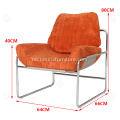 Saddle Leather Cotton Line Rustfritt stål Lounge Chair